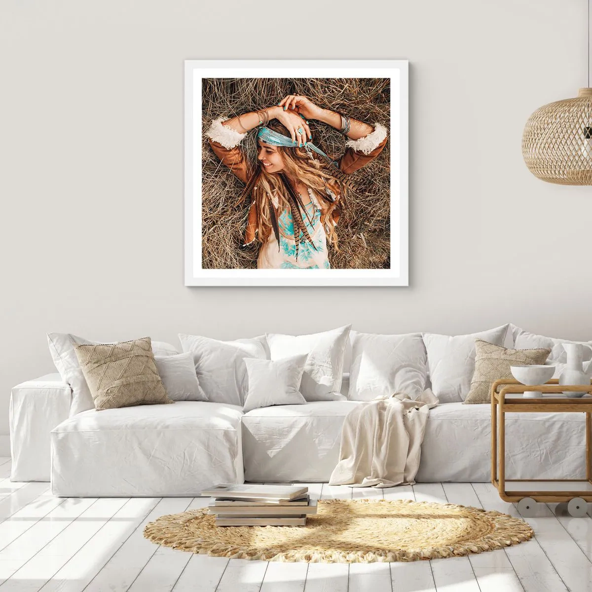 Póster en marco blanco - El verano del amor - 40x40 cm