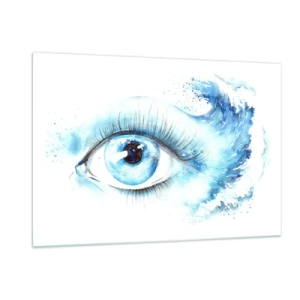 Cuadro sobre vidrio - Impresiones sobre Vidrio - Ojo azul en acuarela artística - 120x80cm - Sumérgete en el azul de tu mirada - Decoración de pared moderna para salón y dormitorio ARTTOR