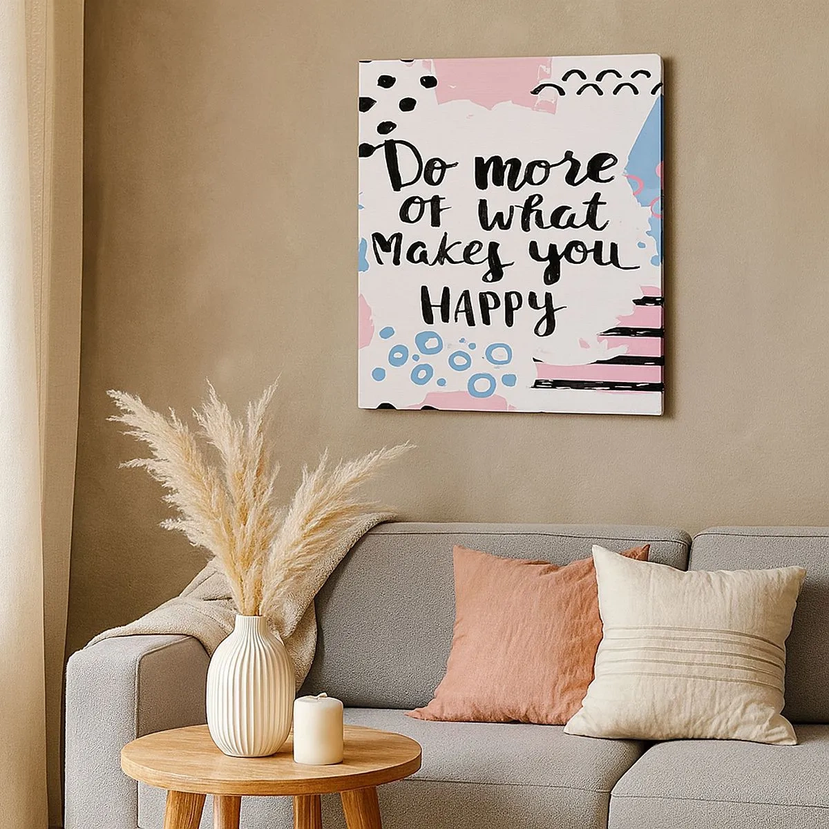 Cuadro sobre lienzo - Impresión de Imagen - Cómo ser feliz - 30x30 cm