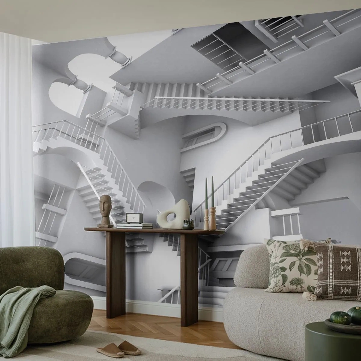 Fotomural Premium Sand - Paradojas del espacio - Abstracción, 3D, Arquitectura - 150x105 cm