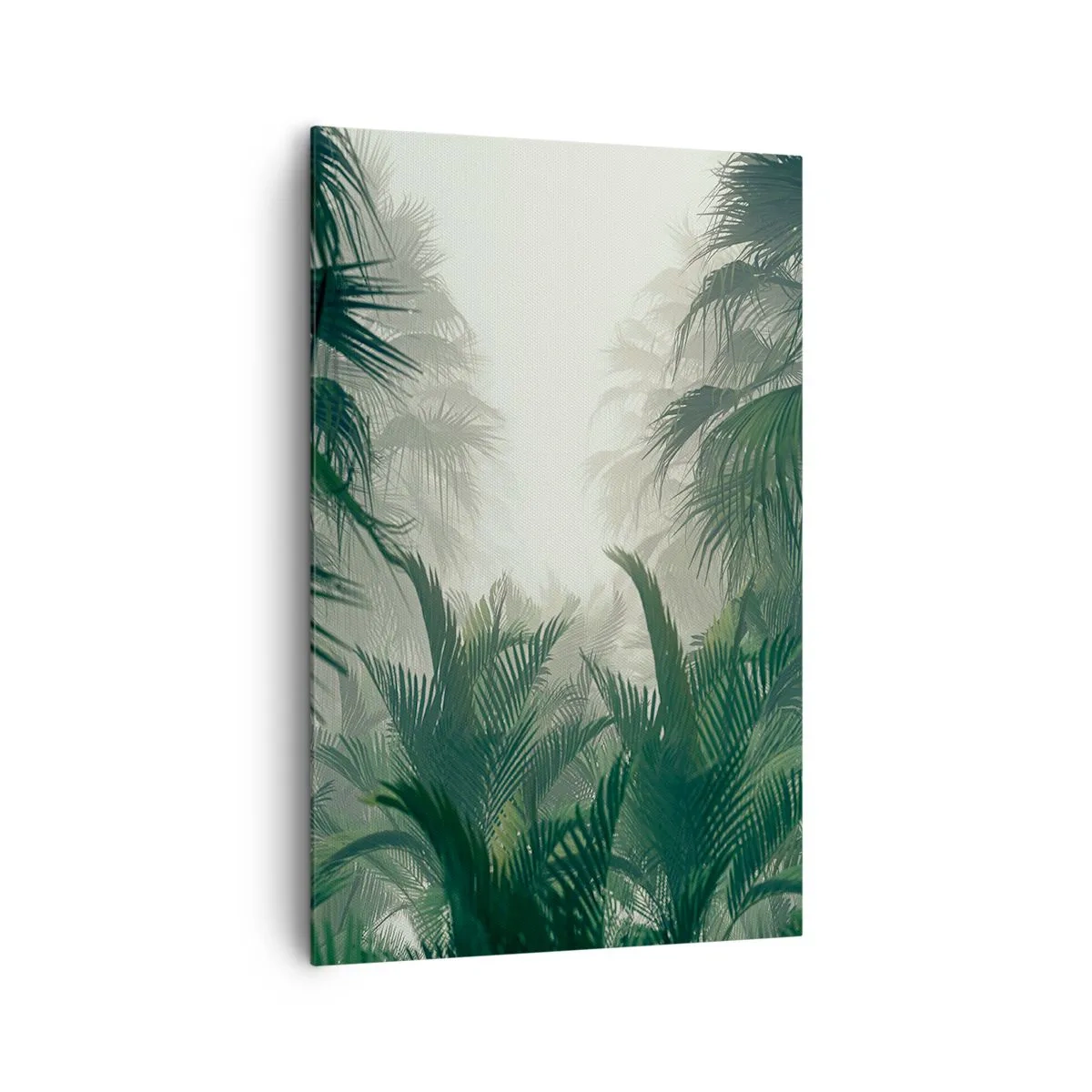 Cuadro sobre lienzo - Impresión de Imagen - Vegetación tropical en la densa niebla de la selva tropical - 80x120cm - Misterio tropical - Decoración de pared moderna para salón y dormitorio ARTTOR