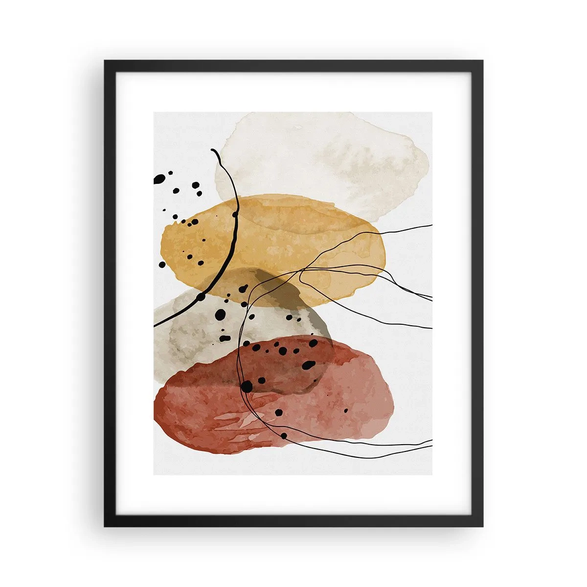 Póster en marco negro - Líneas y transparencias - 40x50 cm