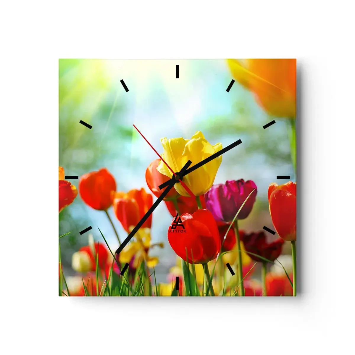 Reloj de pared - Reloj de vidrio - Todos los tonos del sol - 40x40 cm