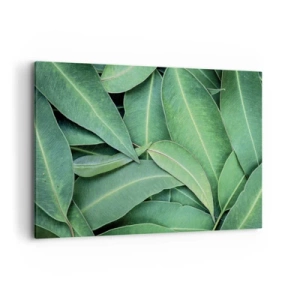 Cuadro sobre lienzo - Impresión de Imagen - Primer plano de hojas verdes que crean un patrón natural. - 120x80cm - Jugosidad y frescura - Decoración de pared moderna para salón y dormitorio ARTTOR