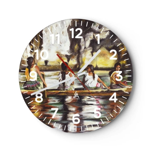 Reloj de pared - Reloj de vidrio - En un paraíso polinesio - 30x30 cm
