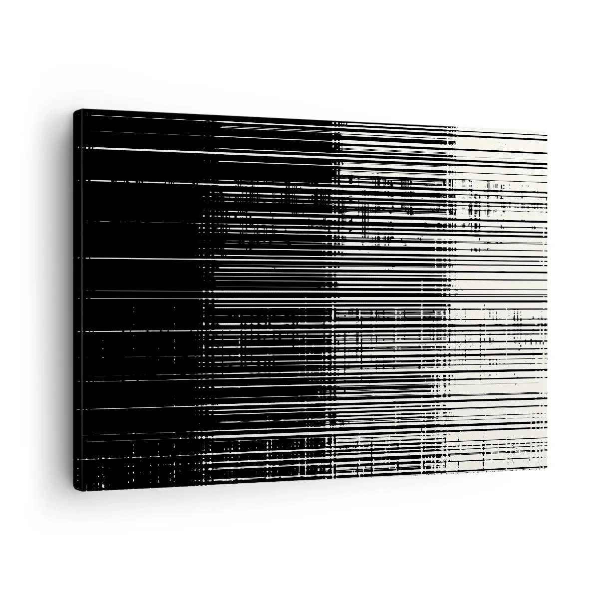 Cuadro sobre lienzo - Impresión de Imagen - Composición abstracta de líneas en blanco y negro contrastantes. - 70x50cm - Ondas y vibraciones - Decoración de pared moderna para salón y dormitorio ARTTOR