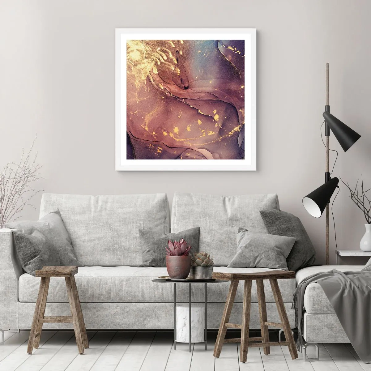 Póster en marco blanco - Materia y espíritu - 30x30 cm