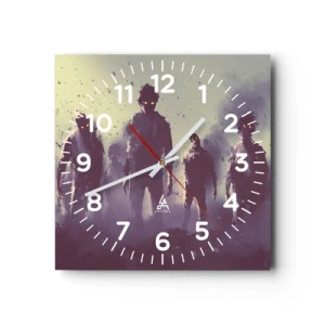 Reloj de pared - Reloj de vidrio - ¡Cuidado! Aquí vienen - 30x30 cm