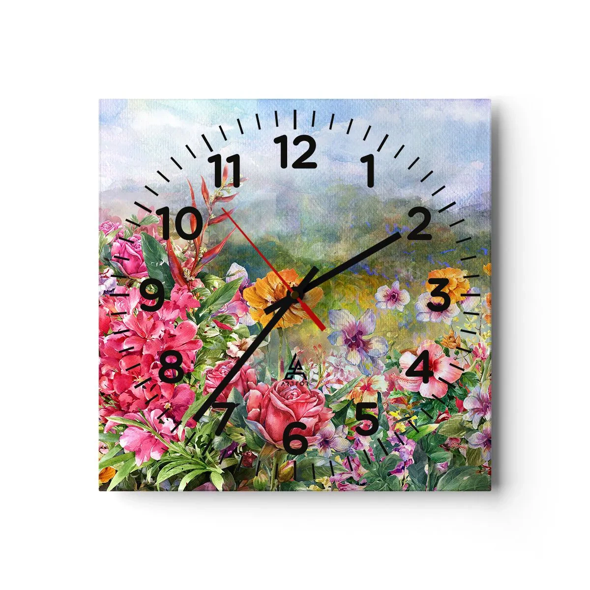 Reloj de pared - Reloj de vidrio - Un jardín enloquecido - 30x30 cm