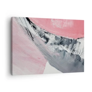 Cuadro sobre lienzo - Impresión de Imagen - Una composición abstracta en tonos rosa y gris. - 70x50cm - Composición a juego - Decoración de pared moderna para salón y dormitorio ARTTOR