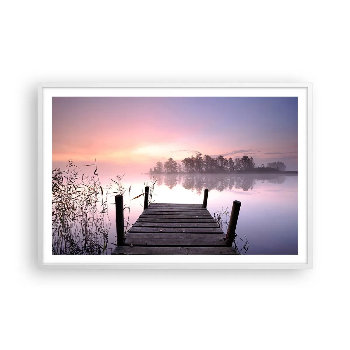 Póster en marco blanco - De la niebla lila... - 91x61 cm