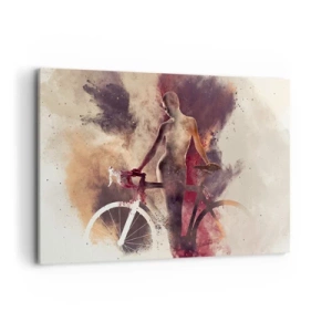 Cuadro sobre lienzo - Impresión de Imagen - Silueta abstracta con una bicicleta en estilo artístico. - 100x70cm - En las formas de mármol un alma ciclista - Decoración de pared moderna para salón y dormitorio ARTTOR