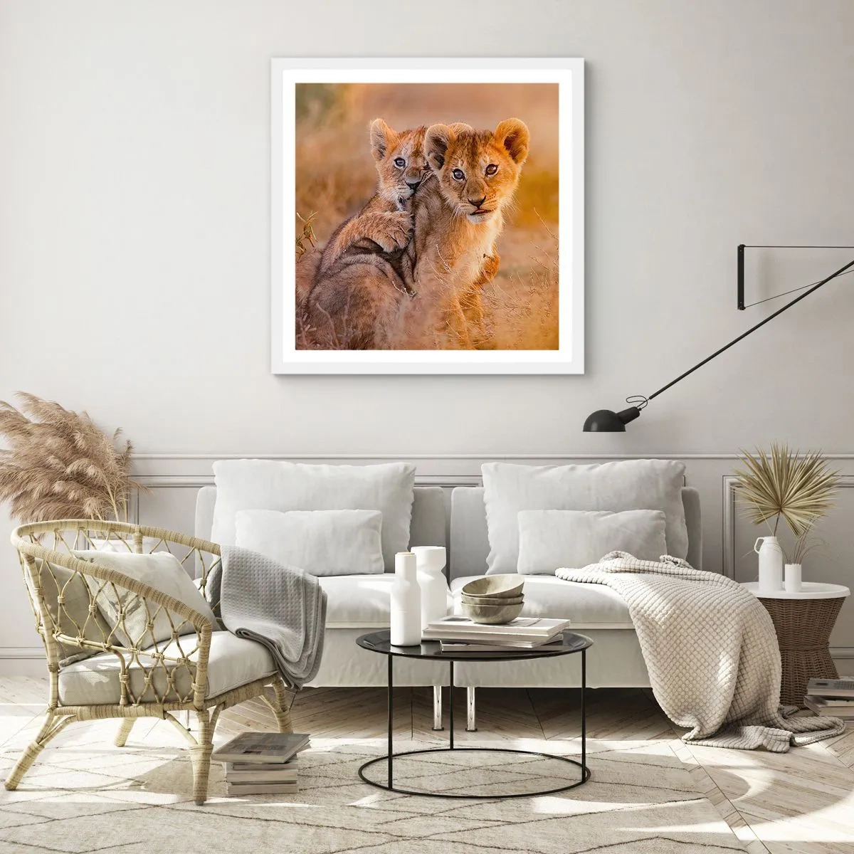 Póster en marco blanco - ¡No molestar! Nos estamos divirtiendo - 40x40 cm