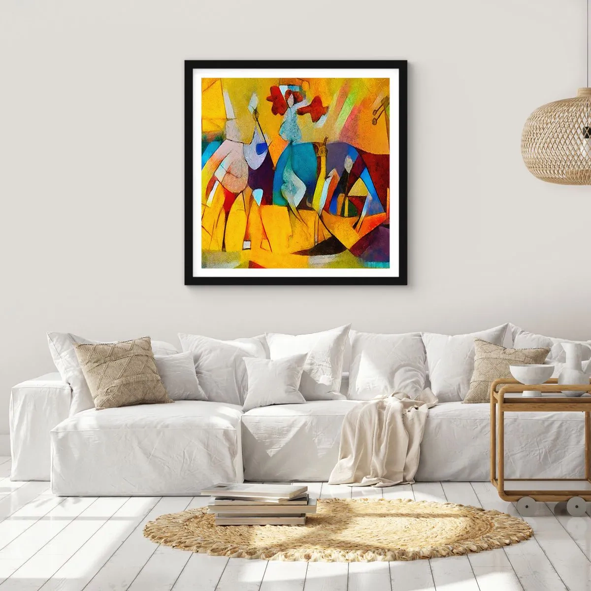 Póster en marco negro - Sol - vida - alegría - 50x50 cm