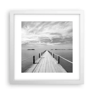 Póster en marco blanco - Hora de viajar - 30x30 cm