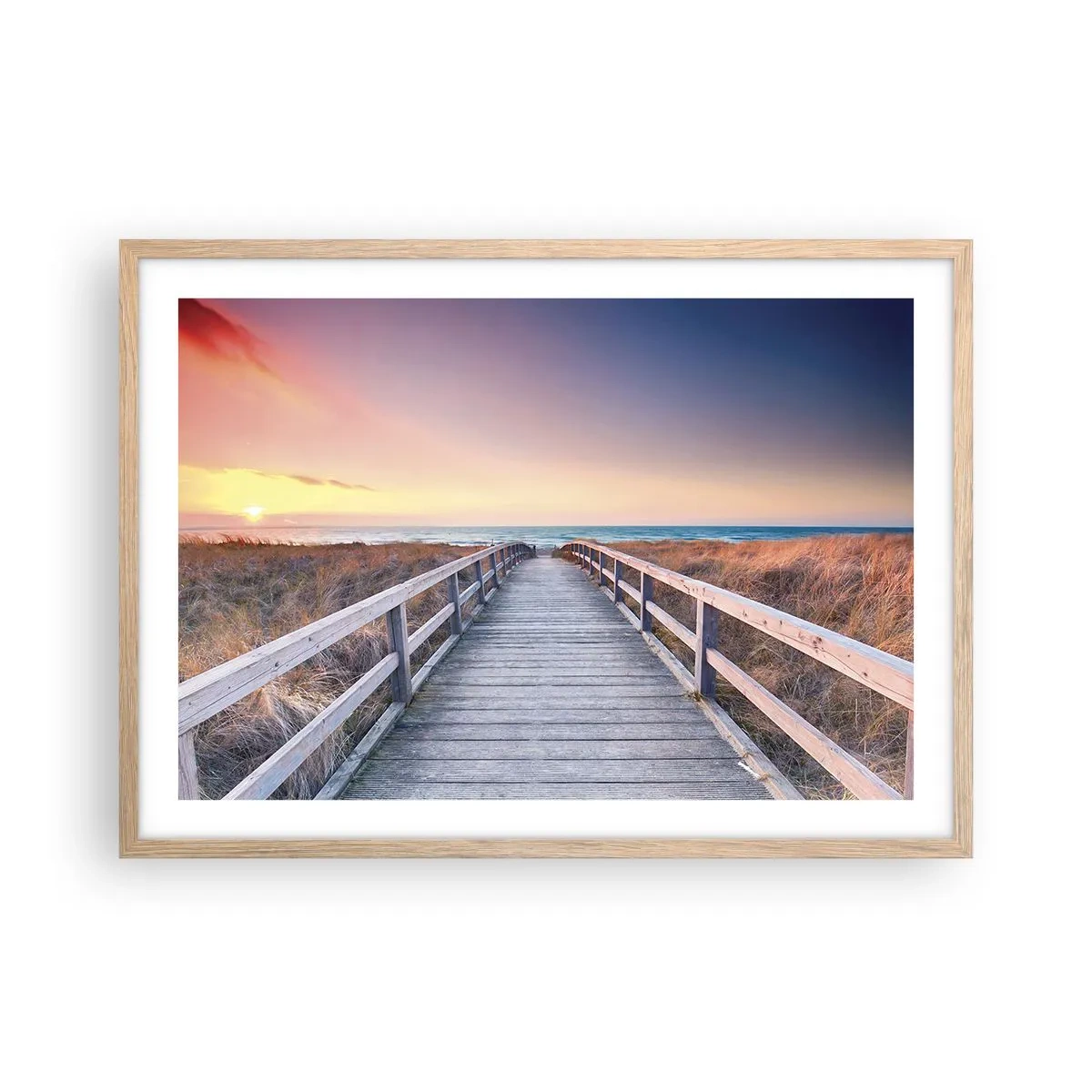 Póster en marco roble claro - Aurora vespertina del Báltico - 70x50 cm