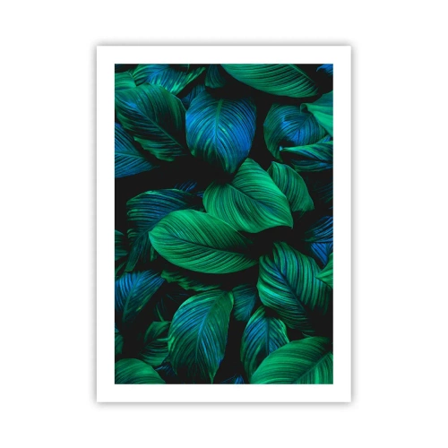 Póster - Hojas verdes en tonos intensos - 50x70cm - En la multitud verde - Decoración de pared moderna para salón y dormitorio ARTTOR