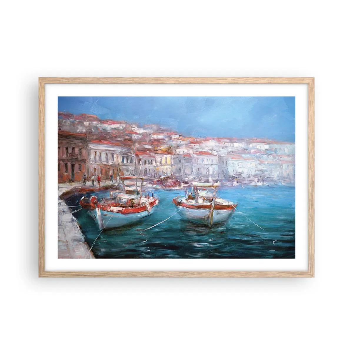 Póster en marco roble claro - Bahía italiana - 70x50 cm