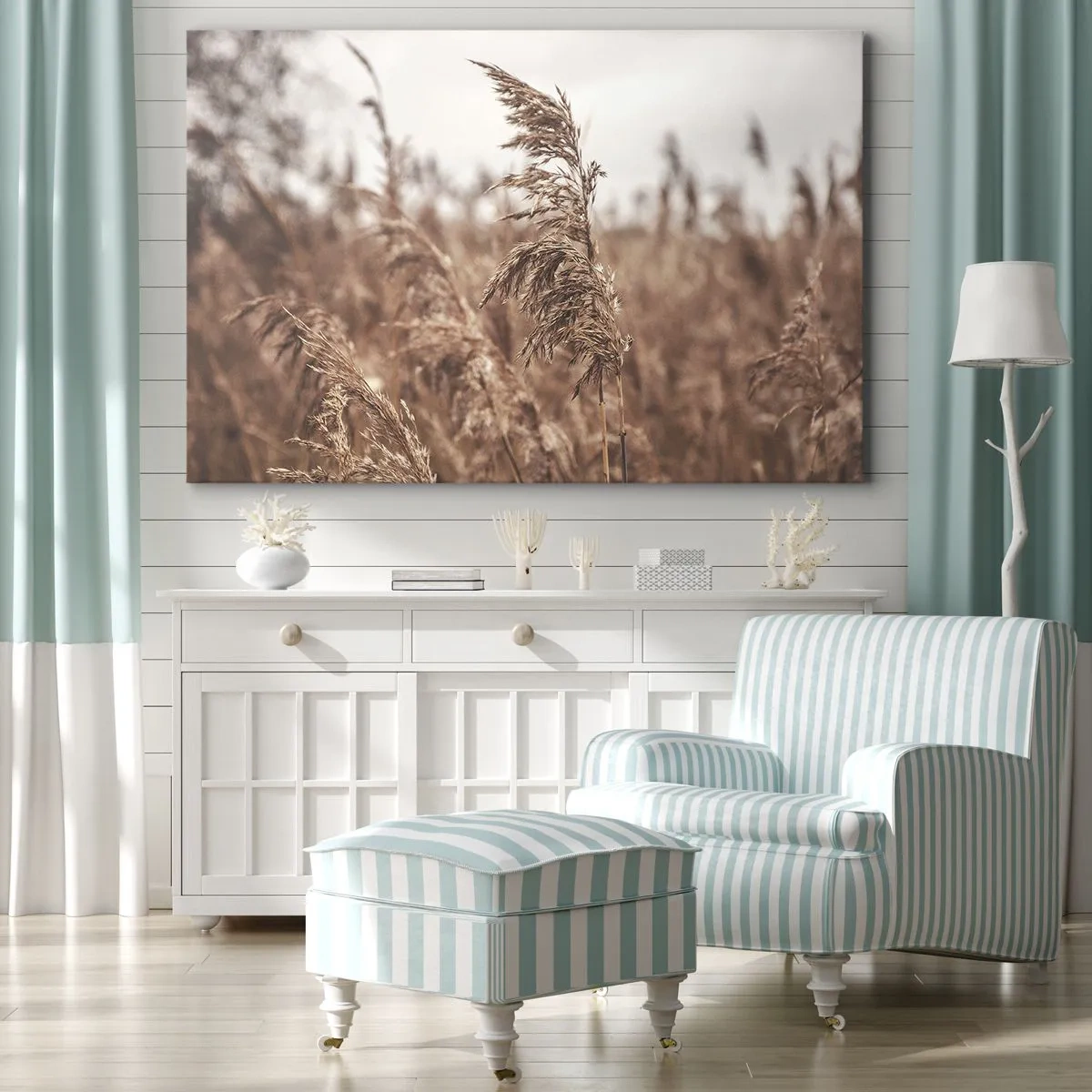 Cuadro sobre lienzo - Impresión de Imagen - Hierbas doradas con el paisaje otoñal como telón de fondo - 70x50cm - El otoño ya está en los campos - Decoración de pared moderna para salón y dormitorio ARTTOR