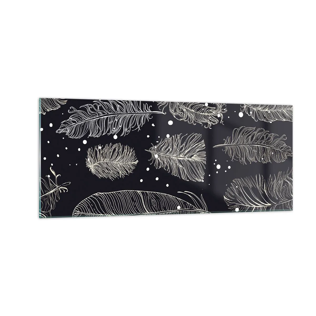 Cuadro sobre vidrio - Impresiones sobre Vidrio - Encaje de plumas - 100x40 cm