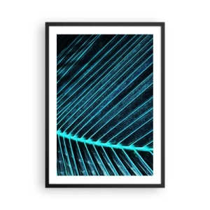 Póster en marco negro - Estructura abstracta de hojas en colores neón - 50x70cm - La textura del verde - Decoración de pared moderna para salón y dormitorio ARTTOR
