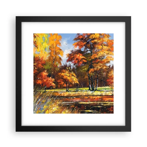 Póster en marco negro - Paisaje en dorado y marrón - 30x30 cm