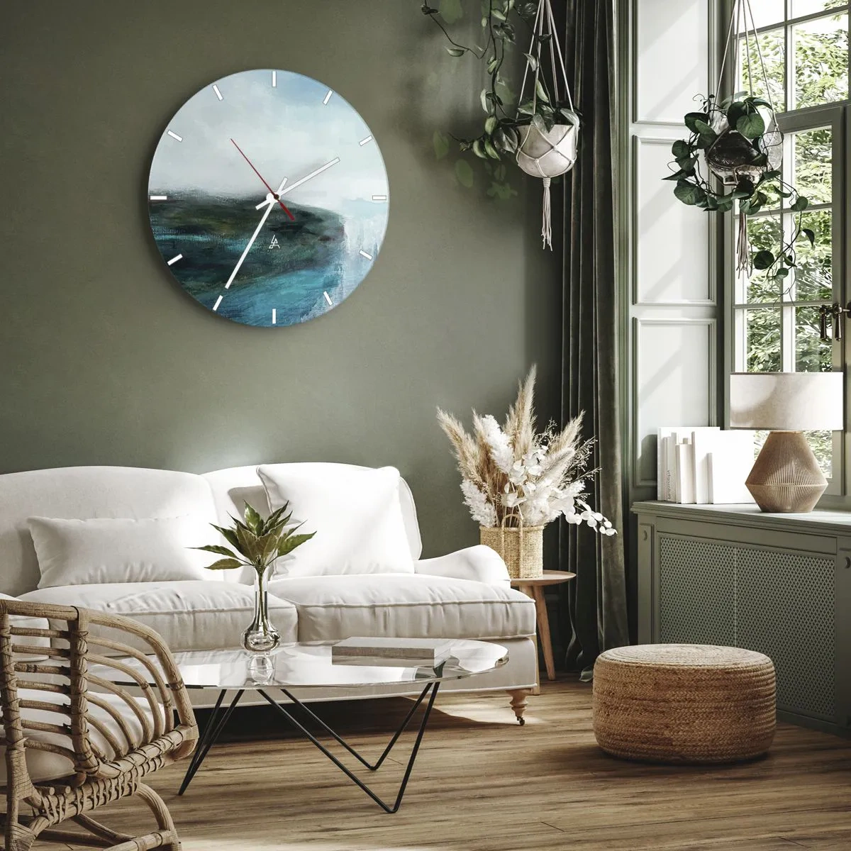 Reloj de pared - Reloj de vidrio - Abstracción marina - 30x30 cm