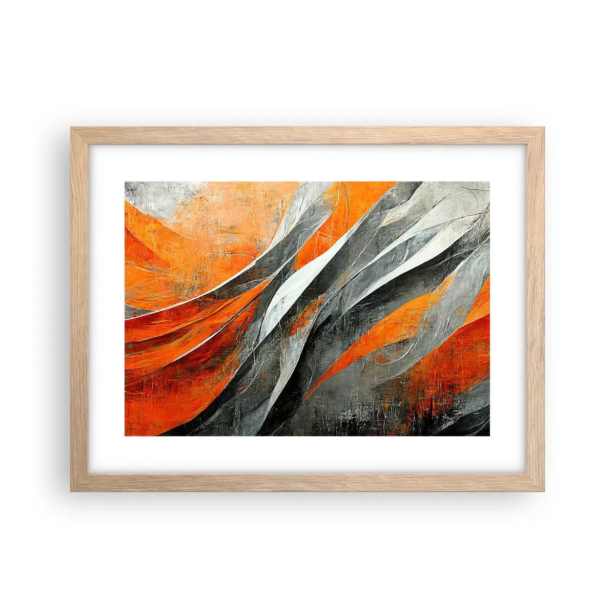 Póster en marco roble claro - Calor y frío - 40x30 cm