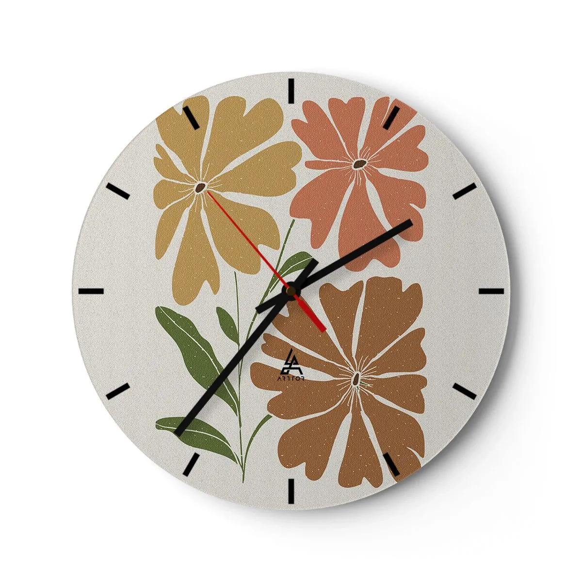 Reloj de pared - Reloj de vidrio - Naturaleza y geometría - 40x40 cm