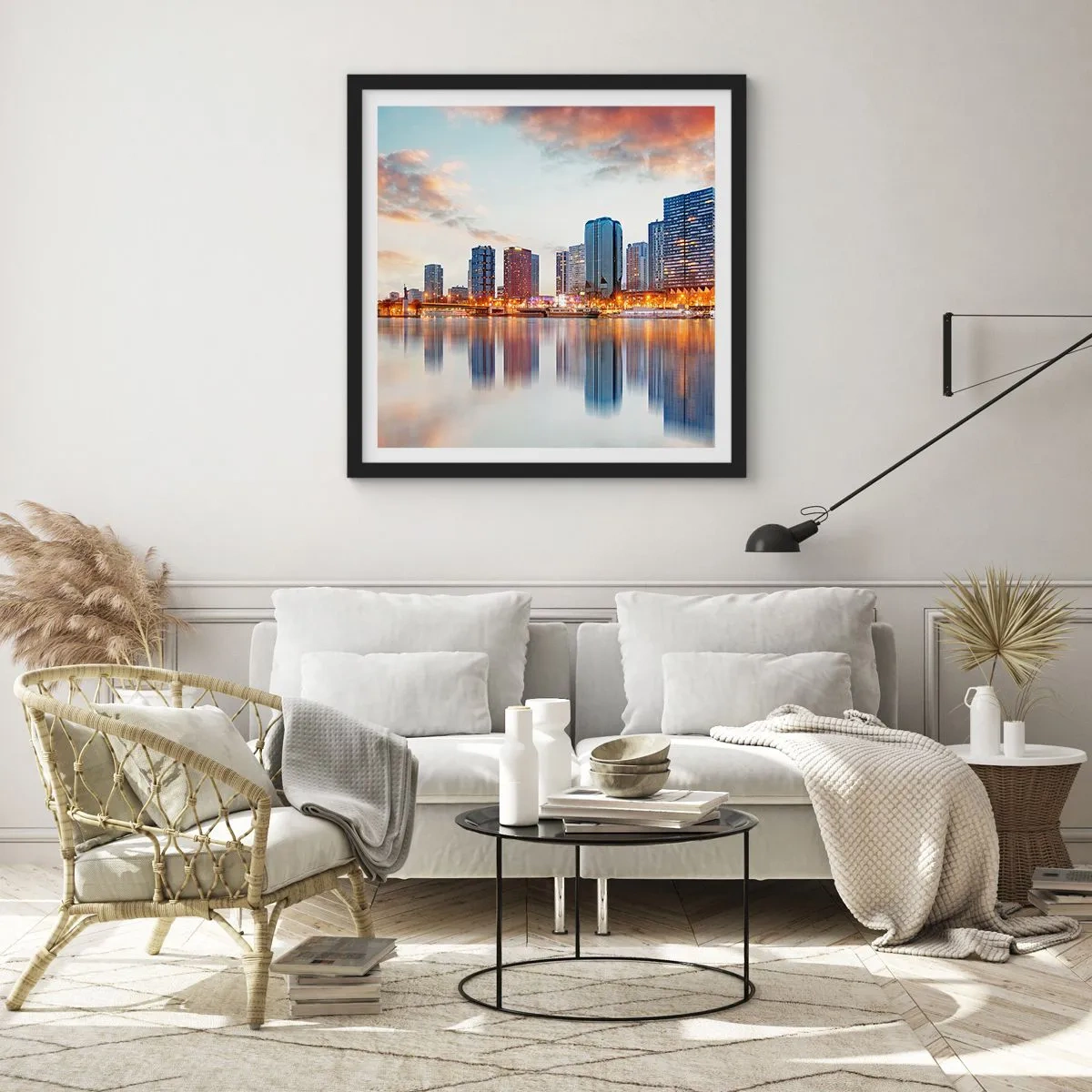 Póster en marco negro - La calma monumental de París - 30x30 cm