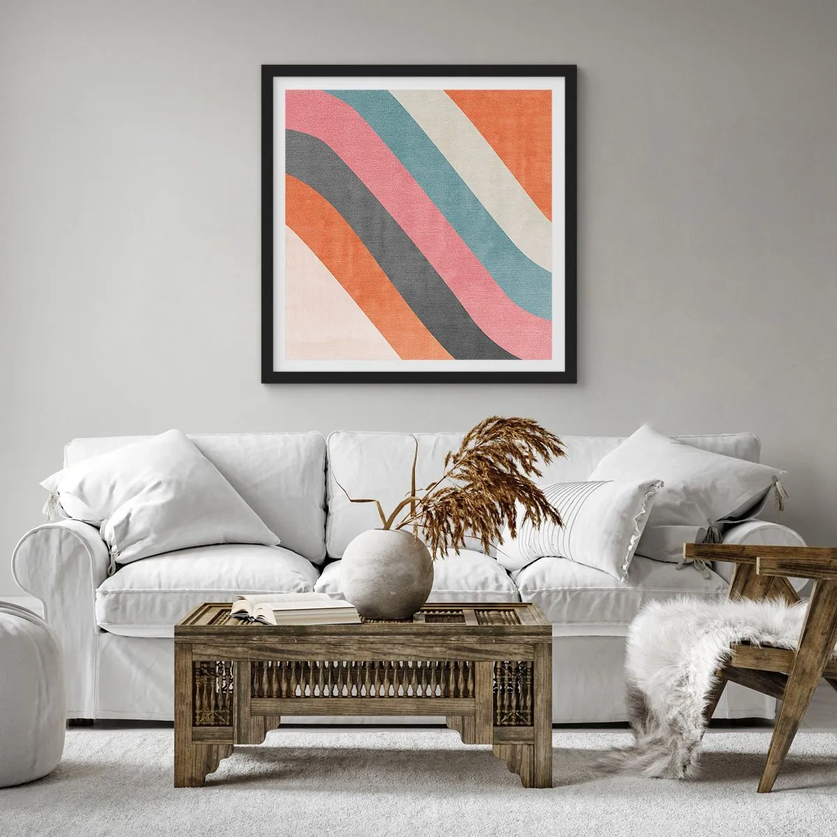 Póster en marco negro - Composición diagonal - movimiento - 40x40 cm