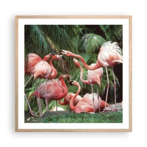 Póster en marco roble claro - Cotilleos de la tarde - 60x60 cm