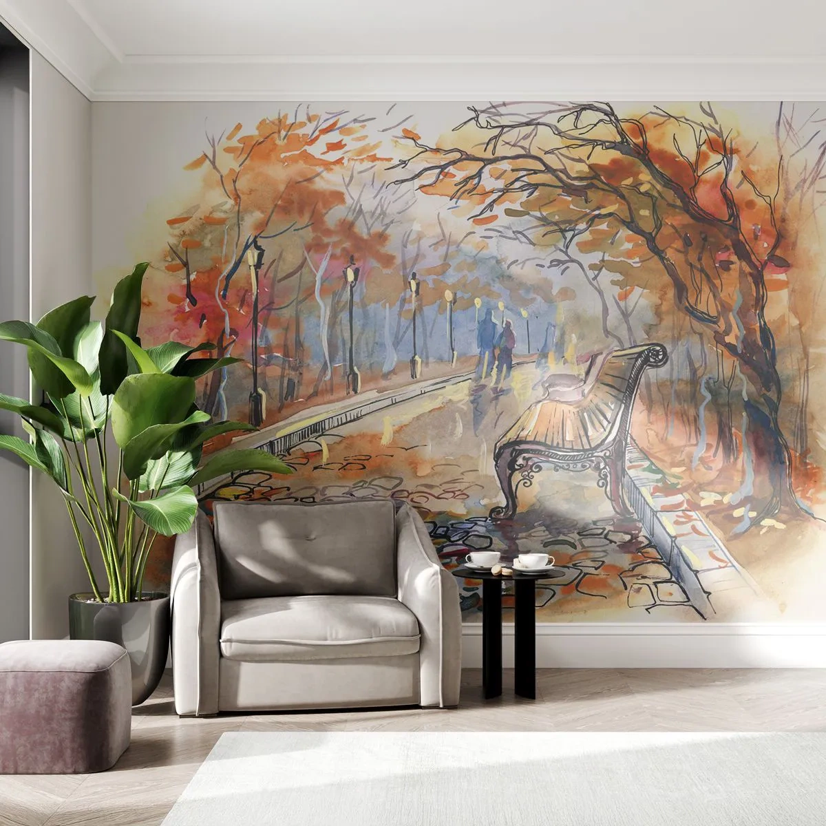 Fotomural Premium Canvas - Caminemos juntos hacia el otoño - Paisaje, Parque, Otoño - 150x105 cm