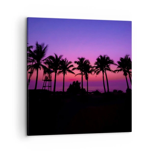 Cuadro sobre lienzo - Impresión de Imagen - Atardecer bajo las palmeras - 50x50 cm