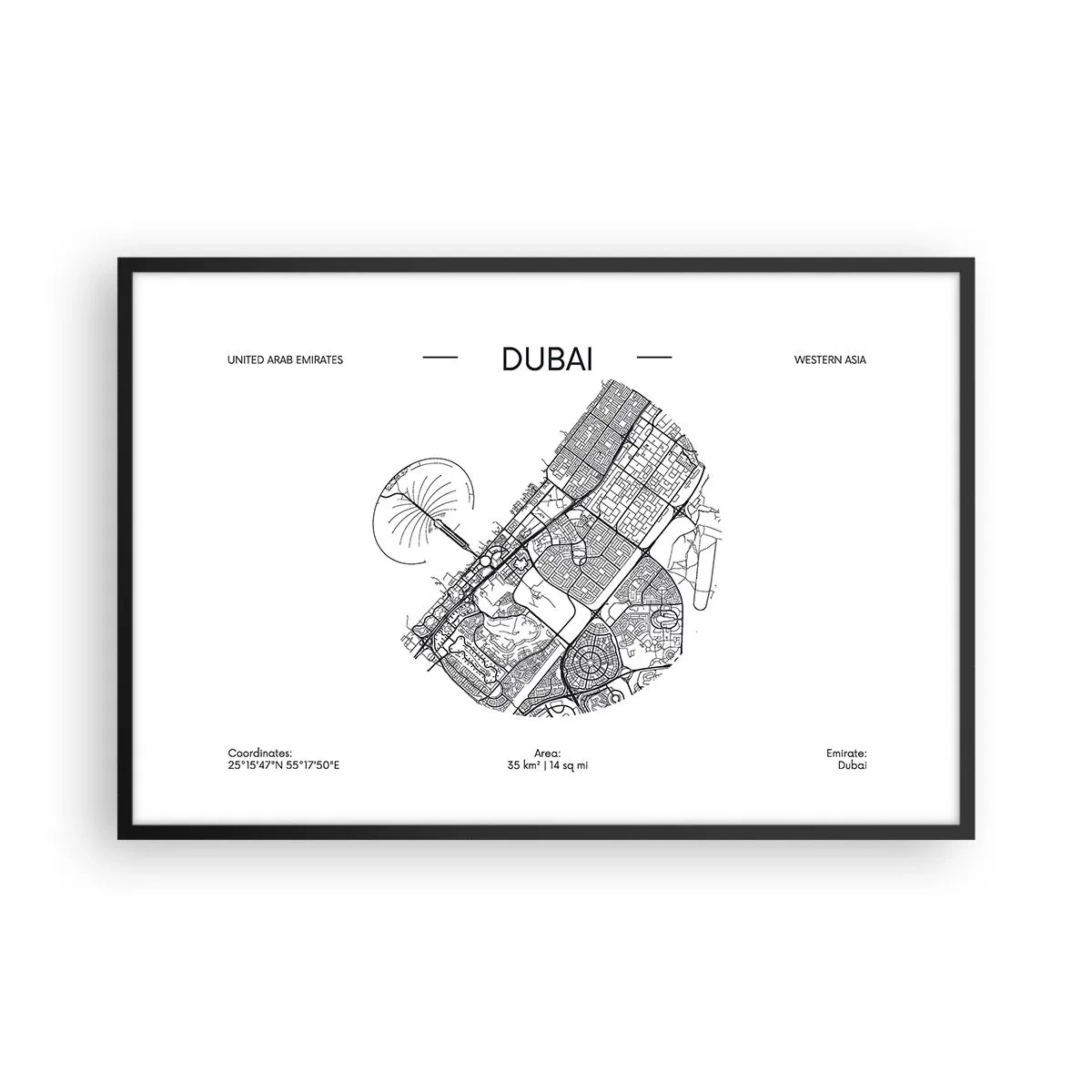 Póster en marco negro - Anatomía de Dubái - 91x61 cm