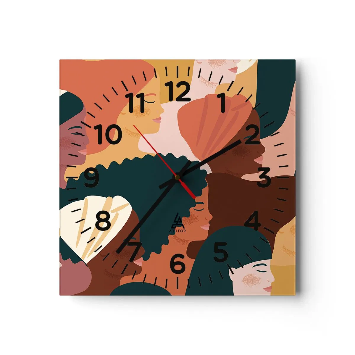 Reloj de pared - Reloj de vidrio - La feminidad - 40x40 cm
