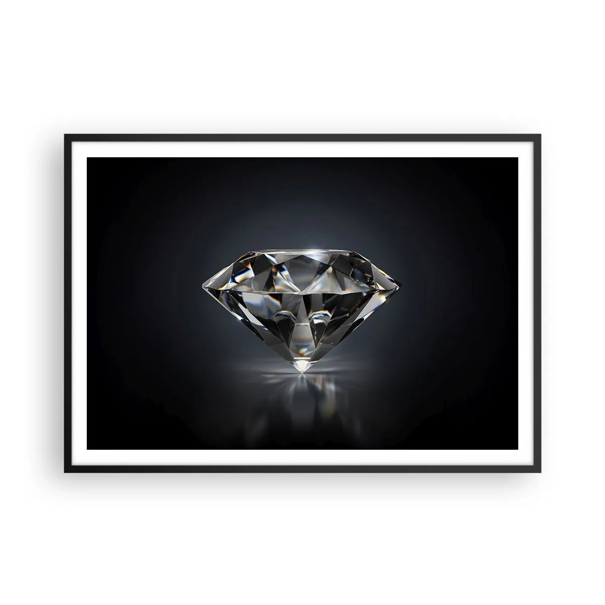 Póster en marco negro - Una interpretación artística de un diamante sobre un fondo oscuro. - 100x70cm - Riqueza y belleza - Decoración de pared moderna para salón y dormitorio ARTTOR