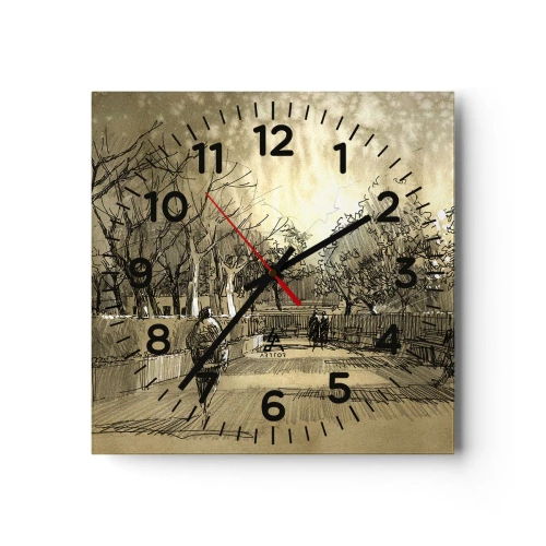 Reloj de pared - Reloj de vidrio - Un momento hecho a pluma - 40x40 cm