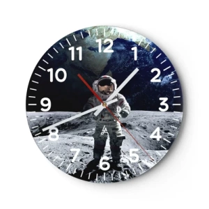 Reloj de pared - Reloj de vidrio - Saludos desde la Luna - 40x40 cm
