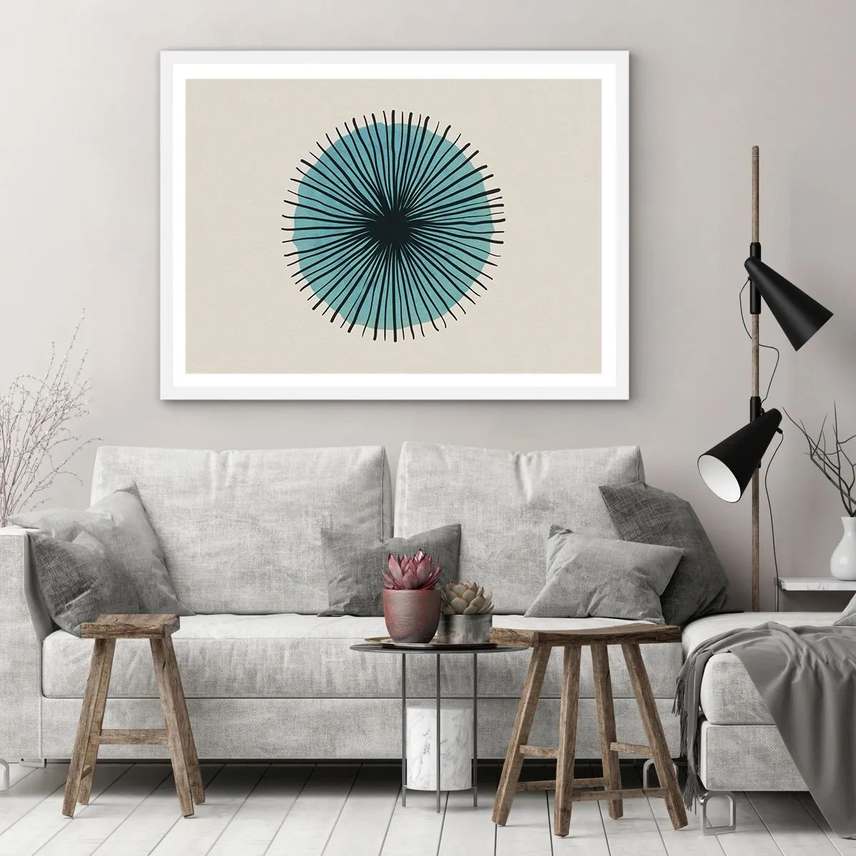 Póster en marco blanco - Radiante en azul - 40x30 cm