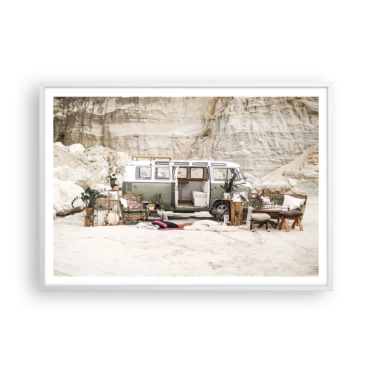 Póster en marco blanco - Hora de empezar el viaje - 100x70 cm