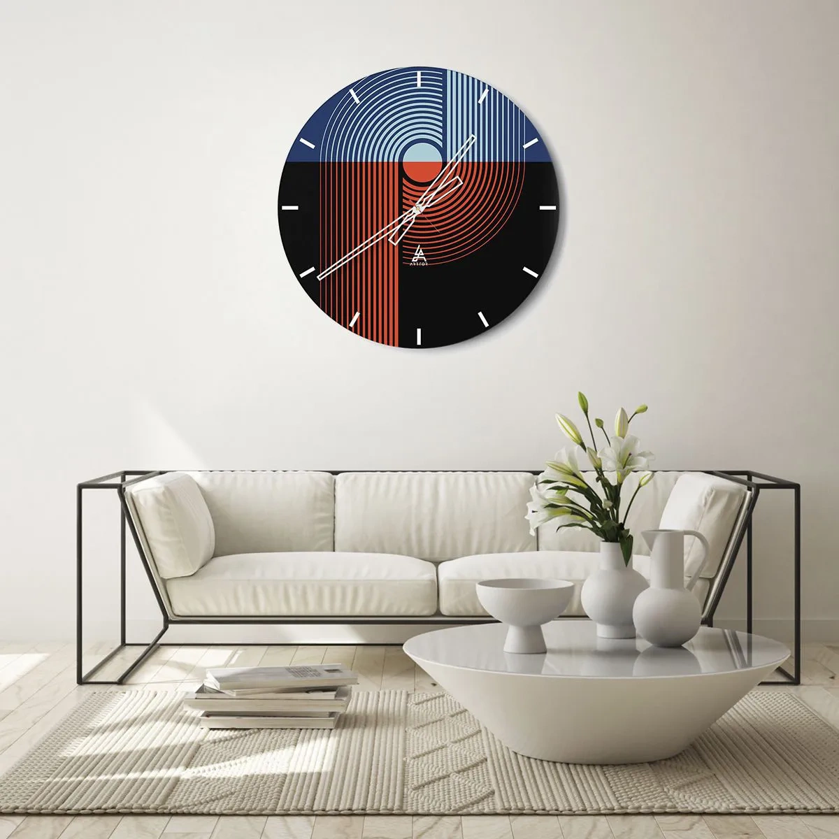 Reloj de pared - Reloj de vidrio - En un abrazo geométrico - 40x40 cm