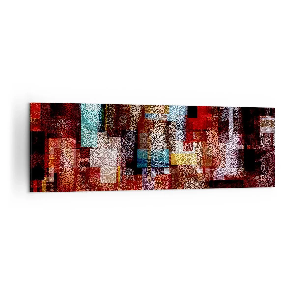 Cuadro sobre lienzo - Impresión de Imagen - Abstracción geométrica en intensos tonos rojos. - 160x50cm - Confusión y desconcierto - Decoración de pared moderna para salón y dormitorio ARTTOR
