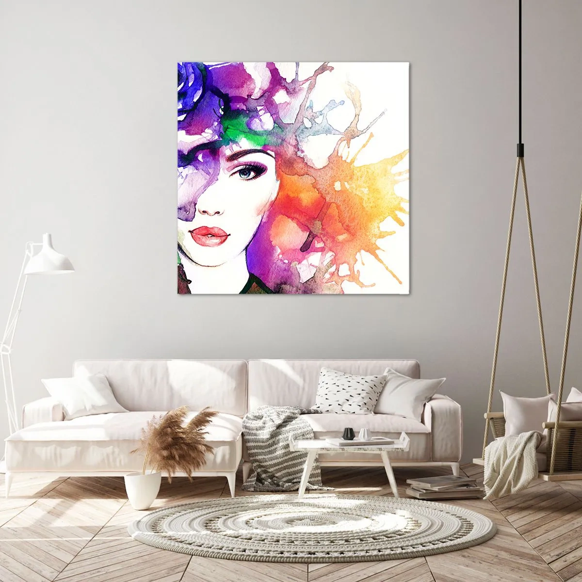 Cuadro sobre lienzo - Impresión de Imagen - Con la cabeza en las nubes - 50x50 cm