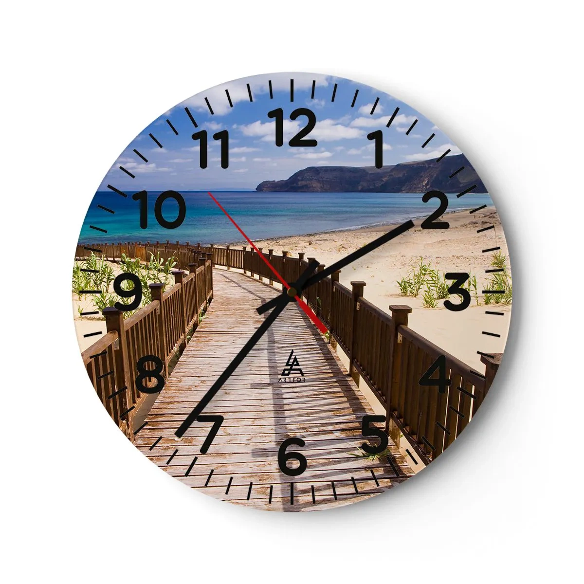 Reloj de pared - Reloj de vidrio - Llévame a la isla de la felicidad - 40x40 cm