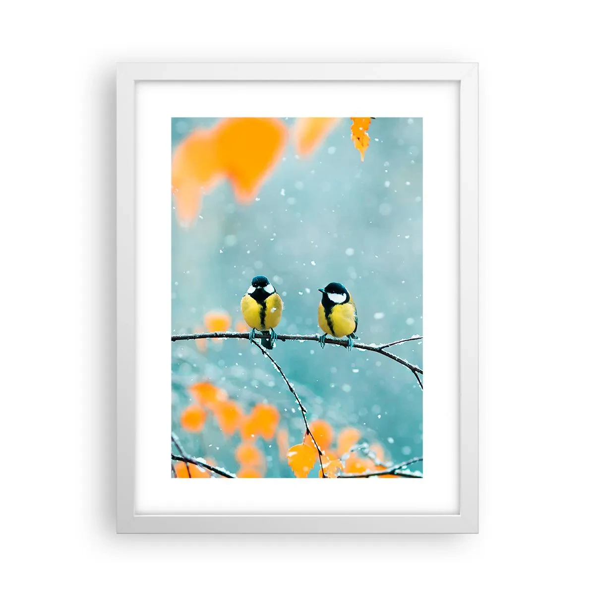 Póster en marco blanco - Cotilleo de pájaros - 30x40 cm