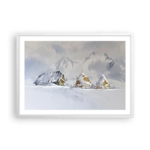 Póster en marco blanco - En un valle nevado - 70x50 cm