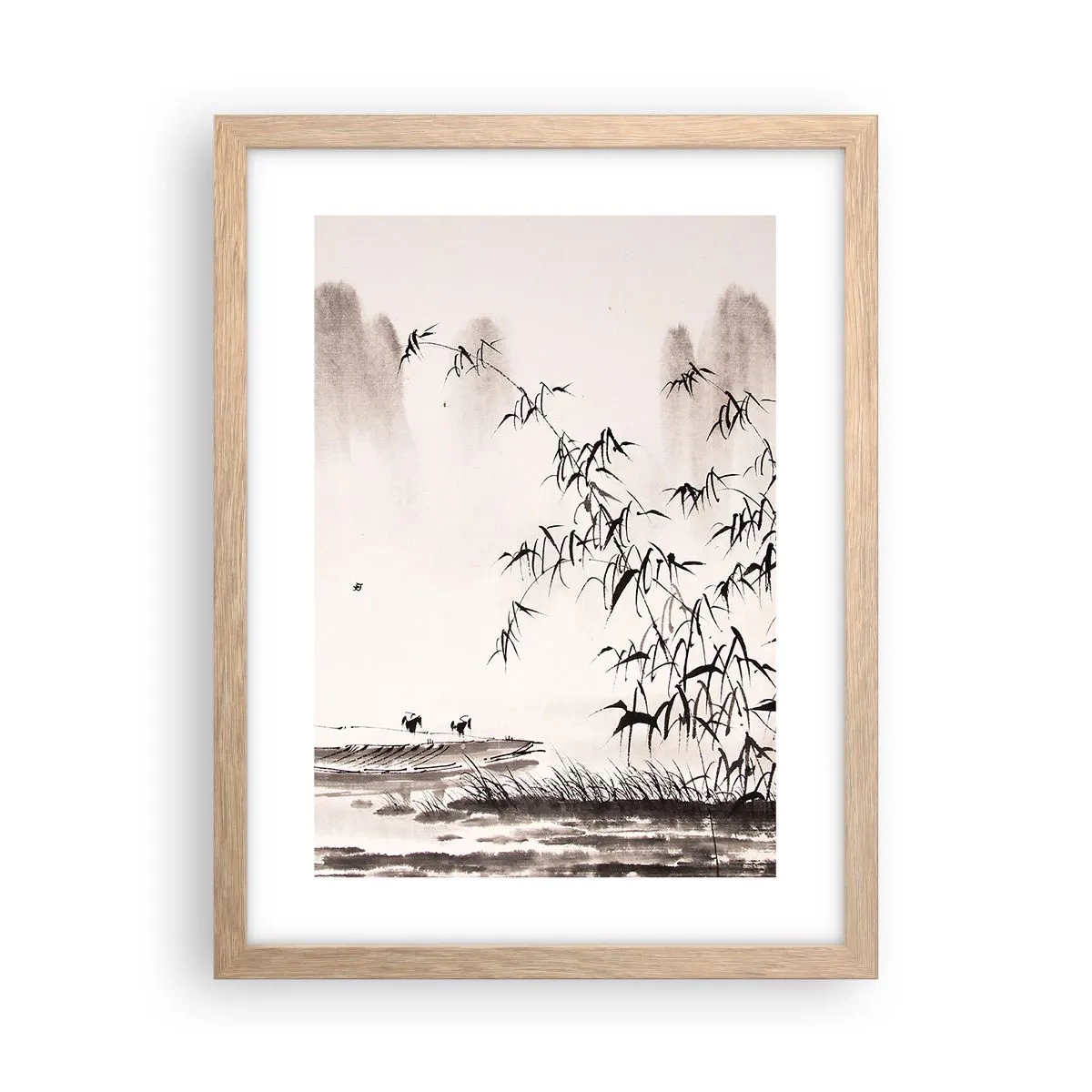 Póster en marco roble claro - El silencio de los arrozales - 30x40 cm