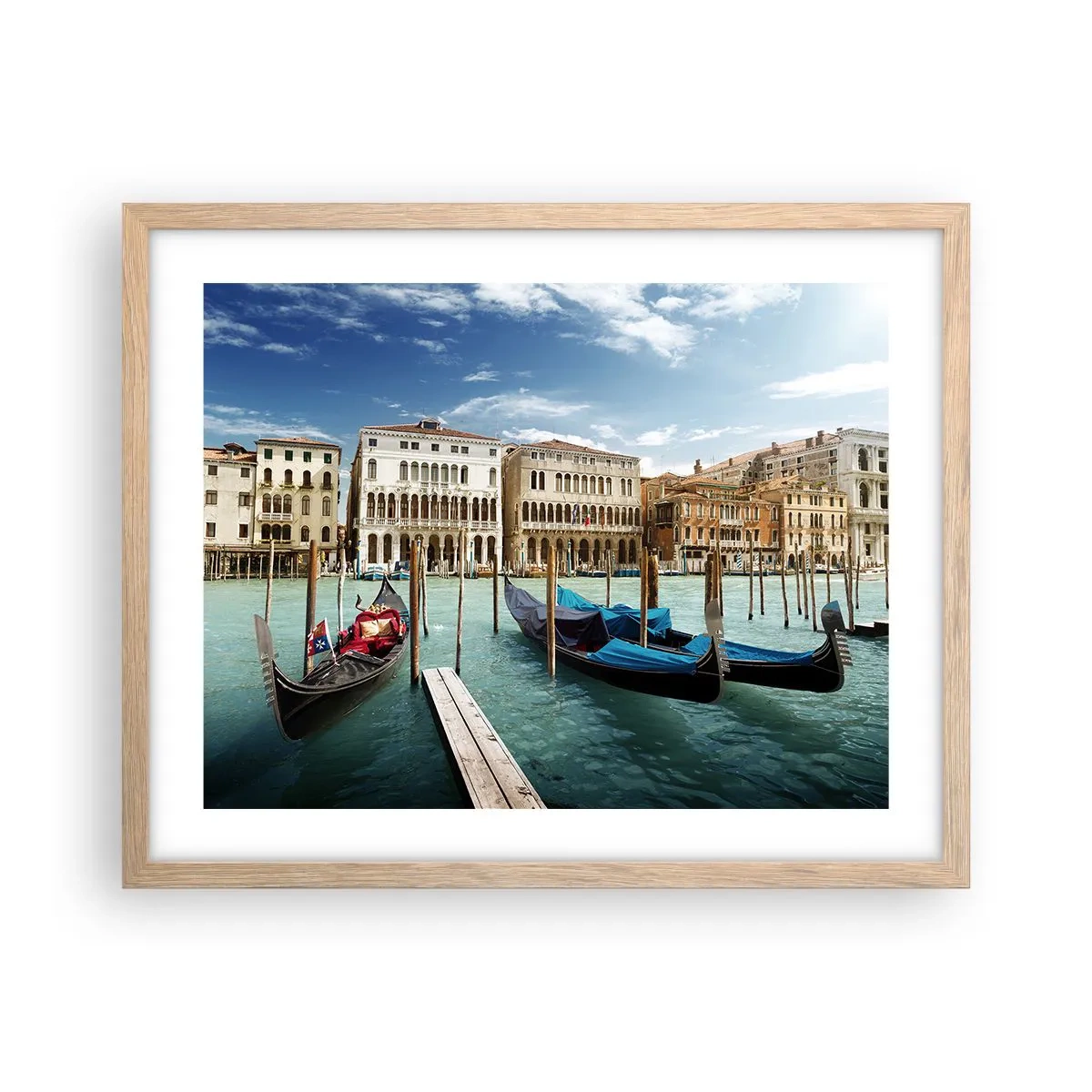 Póster en marco roble claro - Palacios en azul - 50x40 cm