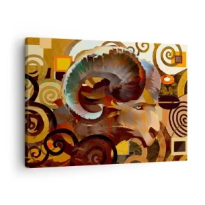 Cuadro sobre lienzo - Impresión de Imagen - Un carnero simbólico en una composición abstracta. - 70x50cm - Magia - religiones - rituales - Decoración de pared moderna para salón y dormitorio ARTTOR